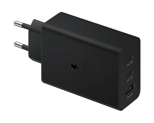 Samsung 65W PD Power Adapter Trio USB-C x2 USB-A x1 Retail with Packing (zwart)
