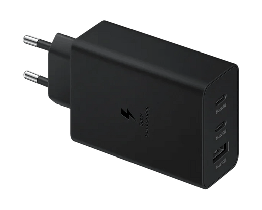 Samsung 65W PD Power Adapter Trio USB-C x2 USB-A x1 Retail with Packing (zwart)