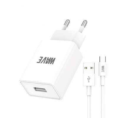 Wave WA-319W-20 Travel Charger 12W USB-A Port With USB-C Cable (wit)