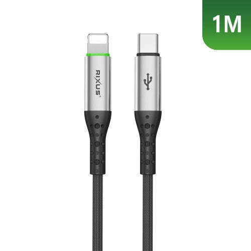 Rixus RXUC22L Auto Disconnect USB-C naar Lightning Kabel 1m – Zwart