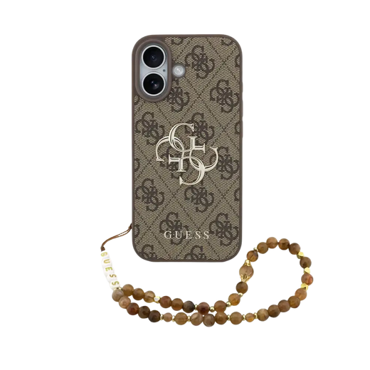Guess 4G Metal Logo Hoesje met polskoord – iPhone 17 – Bruin