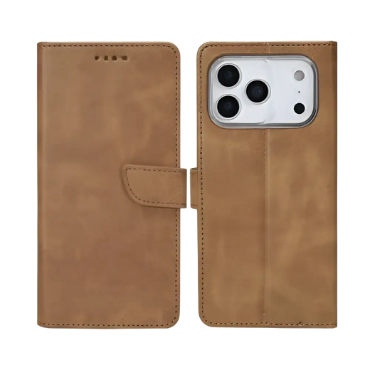 Rixus Bookcase – iPhone 17 Pro – Lichtbruin
