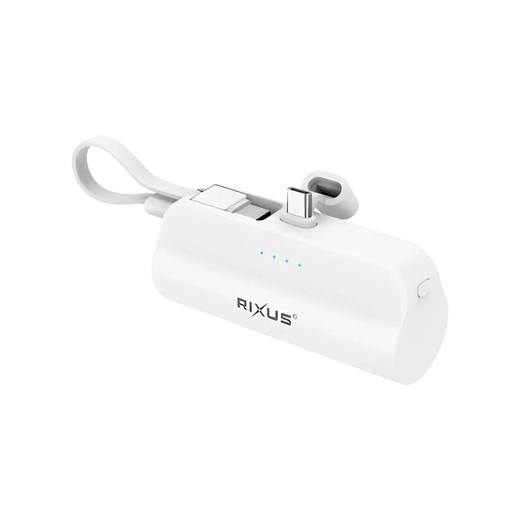Batterie externe Rixus Mini Click-On 5 000 mAh USB-C – Blanc – RXPB98W
