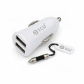 Witte Mini Car Charger met 1 USB-A poort voor het opladen van smartphones en andere USB-apparaten in de auto