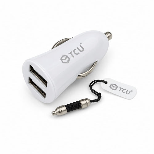 Witte Mini Car Charger met 1 USB-A poort voor het opladen van smartphones en andere USB-apparaten in de auto