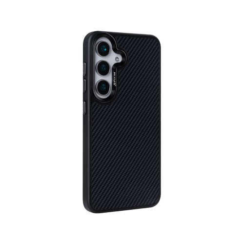 Rixus Mag Carbon hoesje voor Samsung Galaxy S25 Plus – MagSafe-compatibel, titaniumzwart