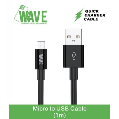 Wave WA-141 Quick Charger Micro Cable 1M (zwart)