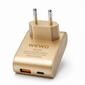 WEWO W-019 Travel Charger – Dual USB (USB-A + USB-C) 2.4A EU Snellader