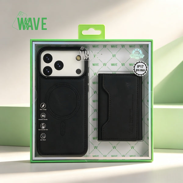 Wave Magsafe Hoes met portemonnee iPhone 12 / 12 Pro - Zwart