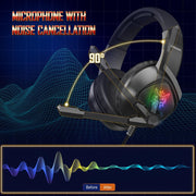 ONIKUMA K19 professionele gaming headset met microfoon RGB LED met ruisonderdrukking