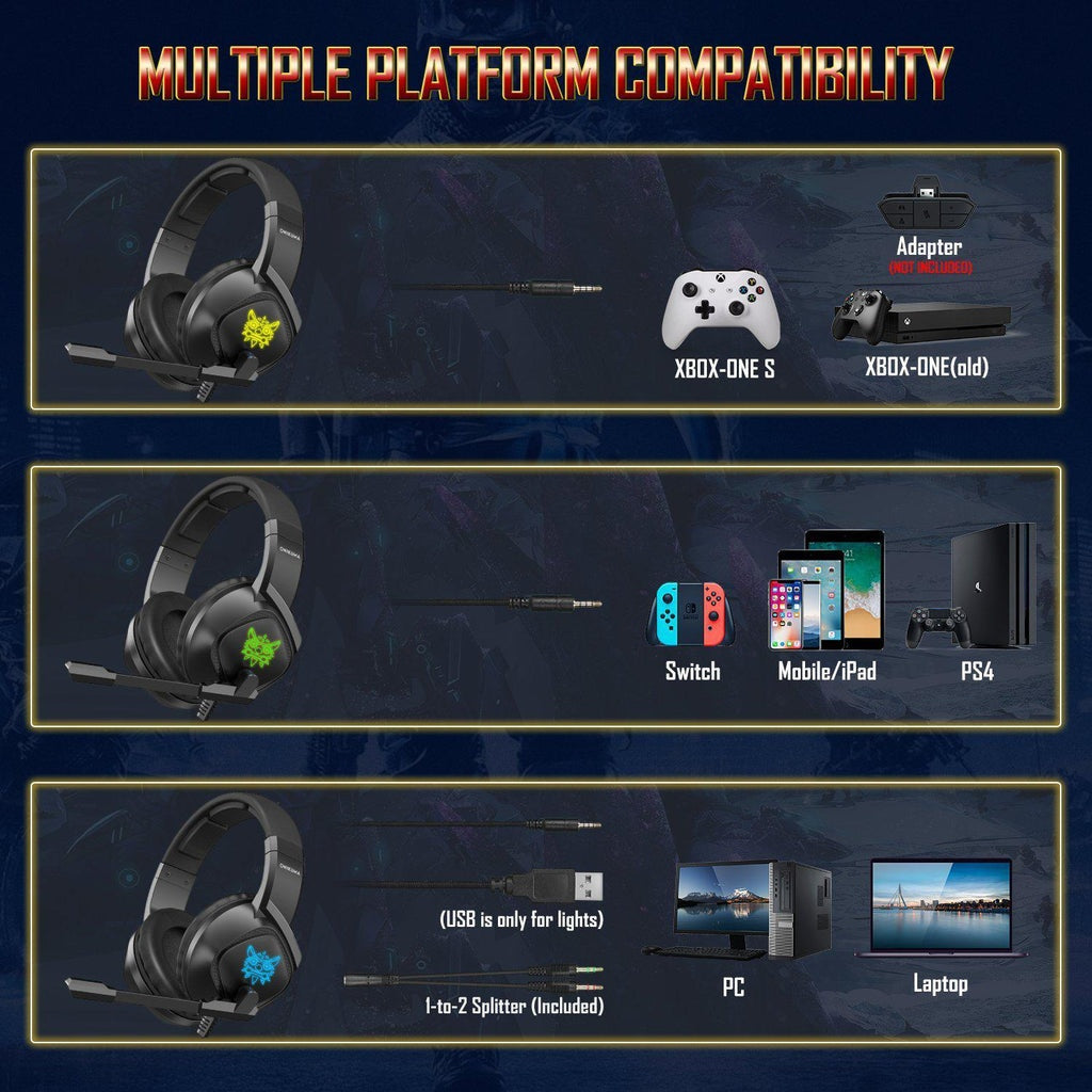 ONIKUMA K19 professionele gaming headset met microfoon RGB LED met ruisonderdrukking