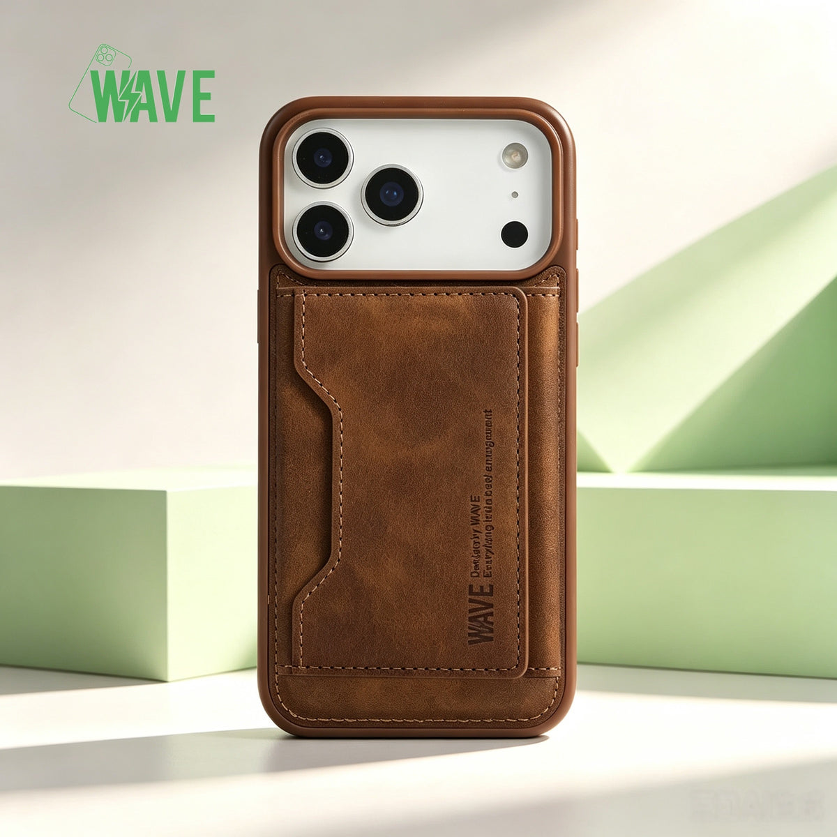 Wave Magsafe Hoes met portemonnee iPhone 12 / 12 Pro - Bruin