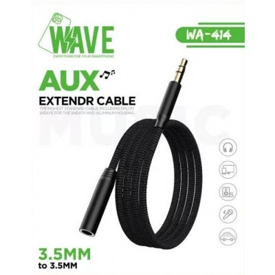 Wave WA-414 AUX Extendr Cable 3.5 mm To 3.5 mm 1M (zwart)