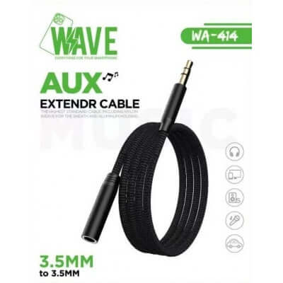 Wave WA-414 AUX-verlengkabel 3,5 mm – 1 m – zwart