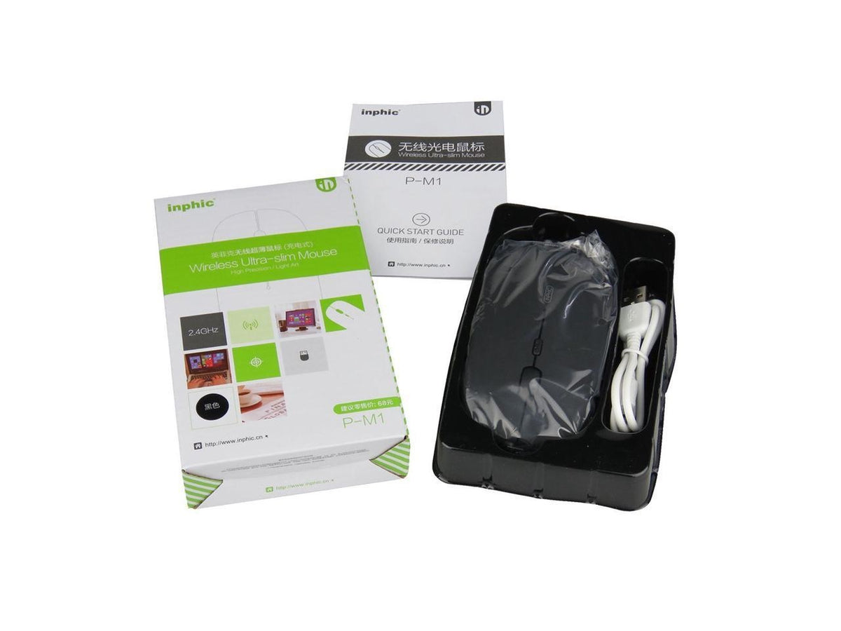 Draadloze muis stille klik mini geruisloos Inphic P-M1 (wit)
