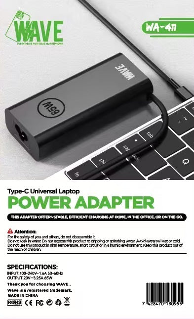 Aanvullende productafbeelding bij de Wave WA-411 USB-C laptopadapter