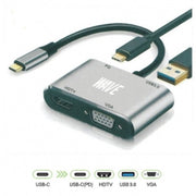 Wave WA-130 Adapter 4 in 1 USB-C to HUB PD HDMI+VGA+USB