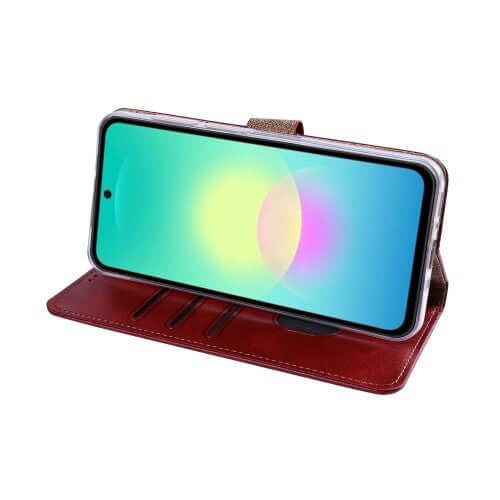 Rixus bookcase voor Samsung Galaxy A27 – donkerrood