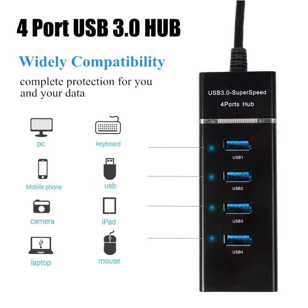 4-poorts USB-hub USB 3.0