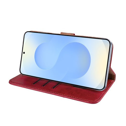 Rixus bookcase voor Samsung Galaxy S25 Edge – donkerrood