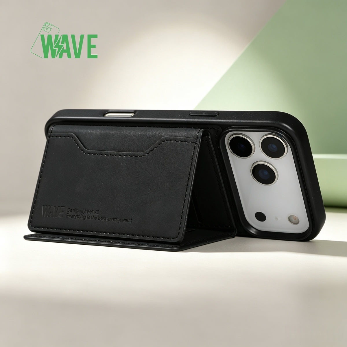 Wave Magsafe Hoes met portemonnee iPhone 12 / 12 Pro - Zwart