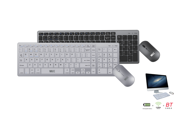 Wave WA-193 Wireless Charging Keyboard en mouse (Wireless + Bluetooth) - Silver