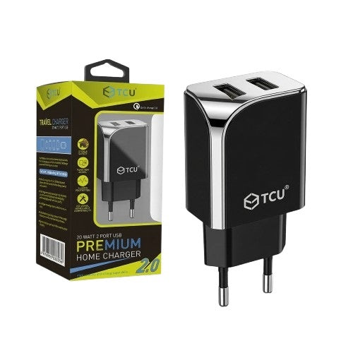 Dual USB-A Thuislader 5V (Zwart)