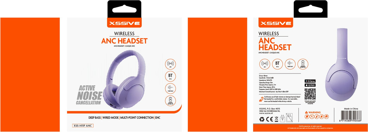 Xssive Wireless ANC Headset XSS-H11P ANC - Paars