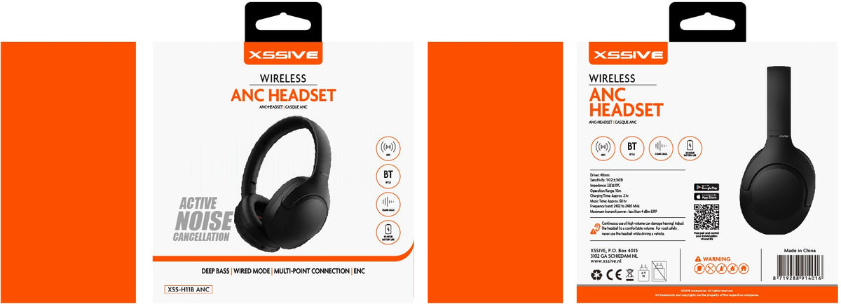 Xssive Wireless ANC Headset XSS-H11B ANC - Zwart
