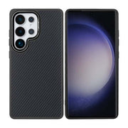 Rixus Mag Carbon hoesje voor Samsung Galaxy S25 Ultra – MagSafe-compatibel, titaniumzwart