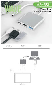 Wave WA-132 Multiport Adapter USB-C to HDMI+VGA+USB-C