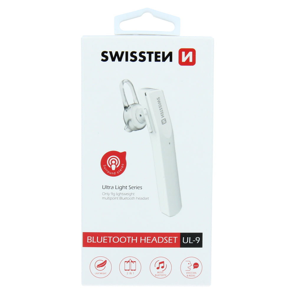Swissten Ultra Light Bluetooth Headset – Wit