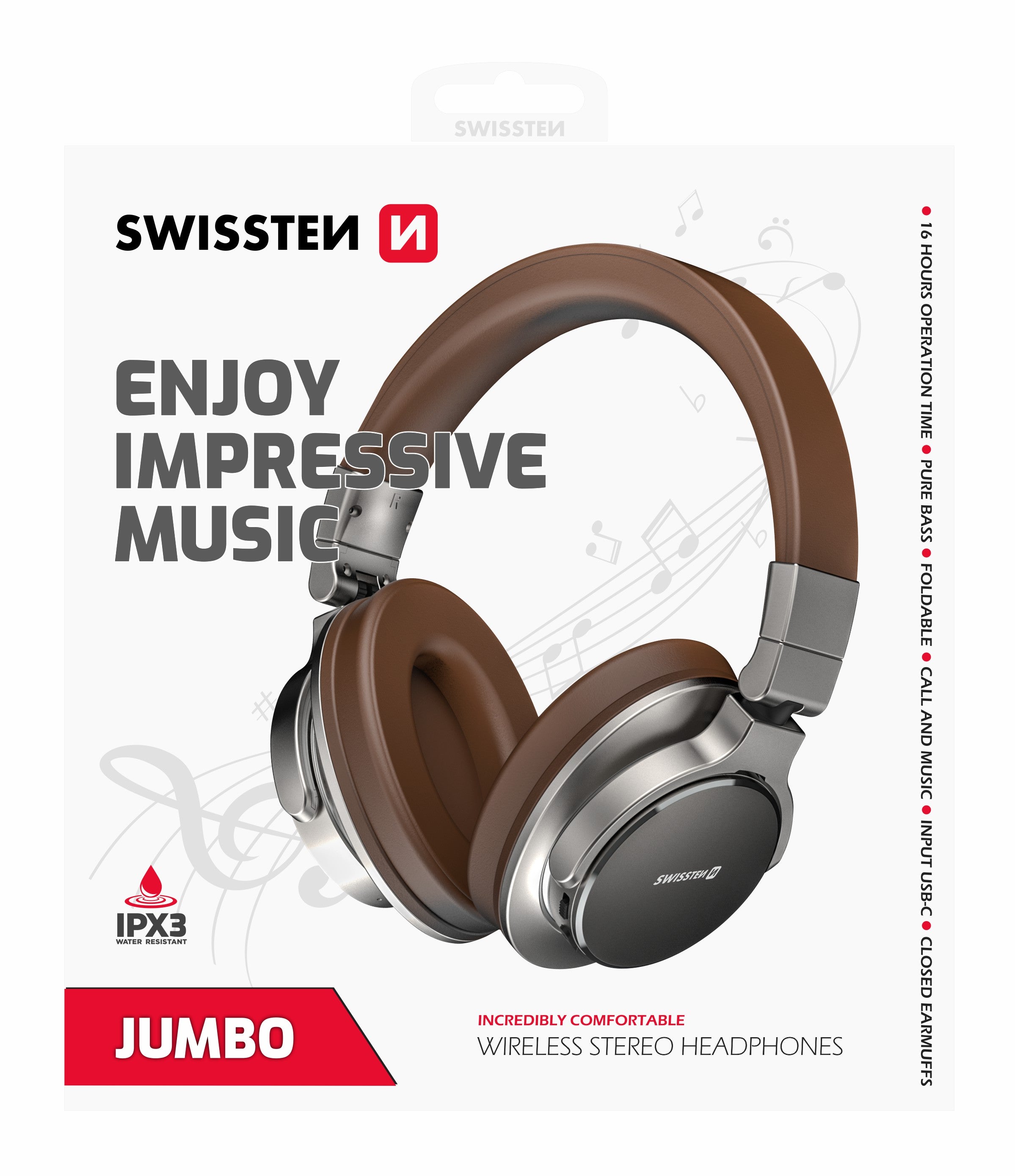 Swissten Jumbo Stereo Koptelefoon – Bruin