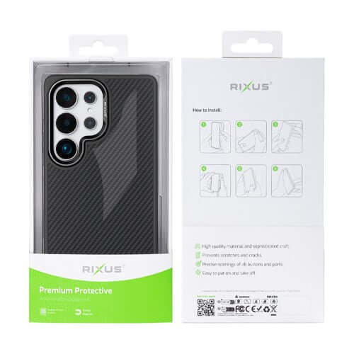 Rixus Mag Carbon MagSafe-compatibel hoesje voor Samsung Galaxy S26 Ultra – zwart