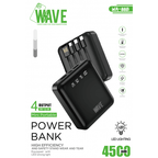 Wave WA-88B Mini Portable Powerbank 4500mAh – 4 Geïntegreerde Kabels – Zwart - Laad Centrum