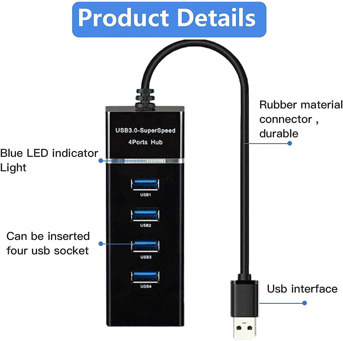 4-poorts USB-hub USB 3.0