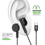 Wave WA-80B Wired Ear Phone Type-C (zwart)