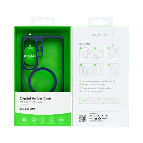 Rixus Crystal Amber hoesje voor Samsung Galaxy S26 Ultra – diepblauw