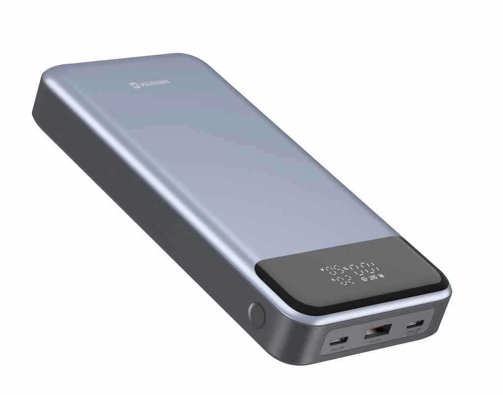 Swissten Power Delivery Powerbank 133W – 30.000 mAh – Voor Laptops – Grijs