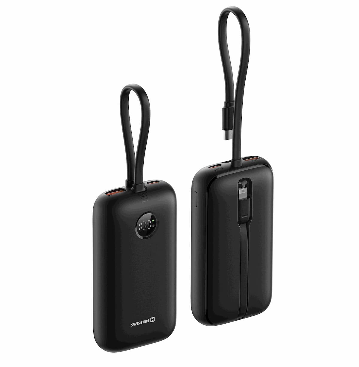 Swissten VoltBox Powerbank 35W – 10.000 mAh – USB-C & Lightning – Zwart