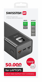 Swissten PowerLine Powerbank 100W – 50.000 mAh – Zwart