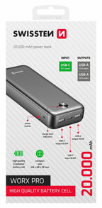 Mit der Swissten Worx Pro Powerbank 20.000 mAh