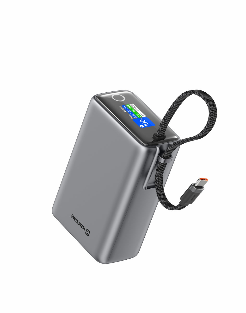 Swissten Airplane Friendly Powerbank 100W – 25.000 mAh – Grijs