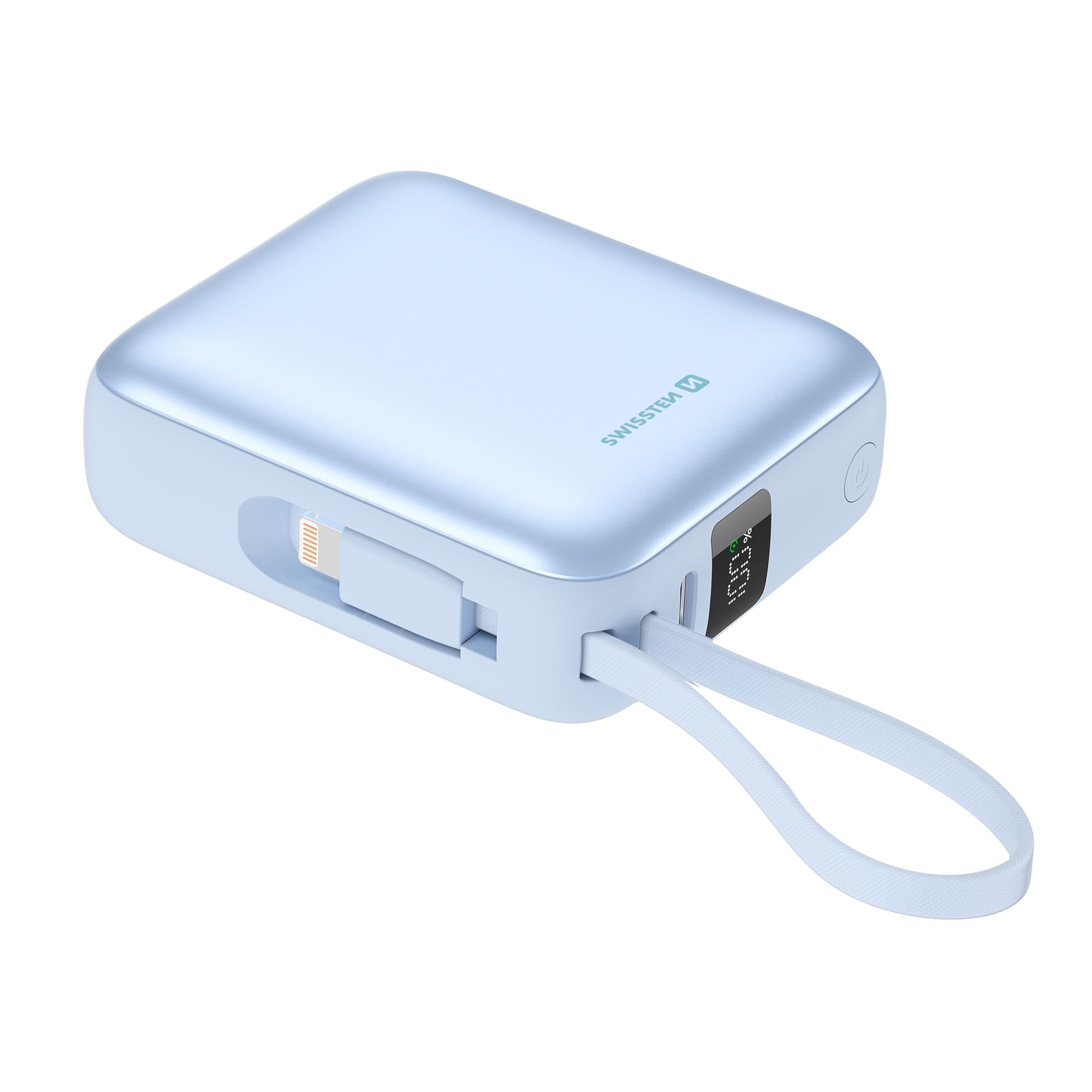 Swissten Space Powerbank 10.000 mAh – Roze | USB-C & Lightning Kabels