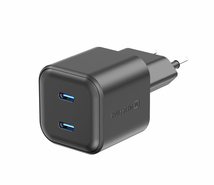 Swissten 2x USB-C 20W Power Delivery GaN Travel Charger - 22070510 - Black
