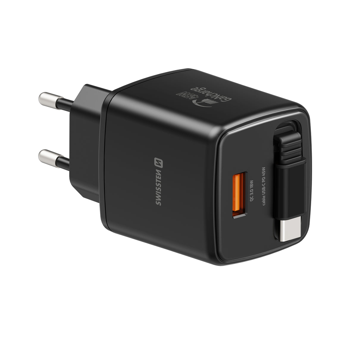 Swissten SlideCharge Travel Charger (45W) - 22071340 - Black