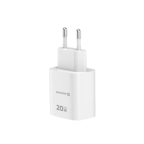 Swissten Edge USB-C + USB-A Travel Charger 20W GaN – Wit – 22071713 - Laad Centrum