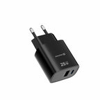 Swissten Edge USB-C + USB-A Travel Charger 25W GaN – Zwart – 22071714 - Laad Centrum