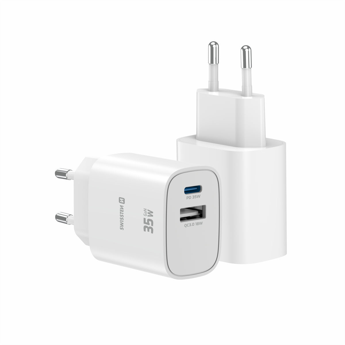 Swissten Edge USB-C + USB-A Travel Charger (35W) - 22071717 - White