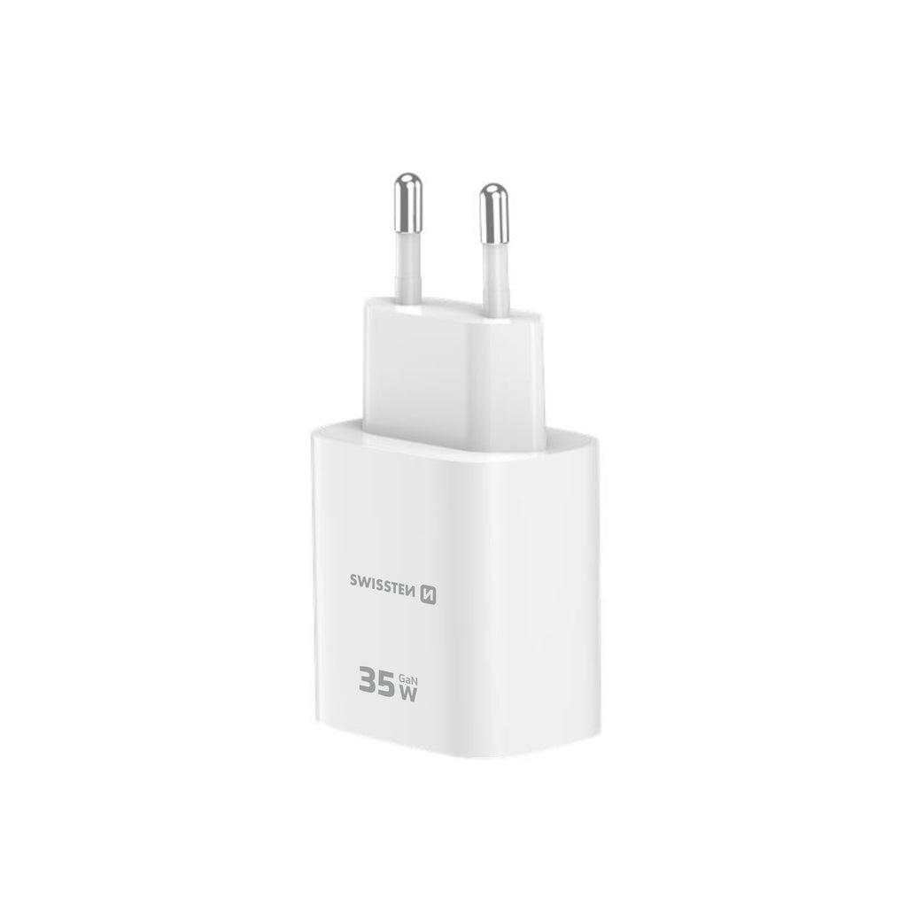 Swissten Edge USB-C + USB-A Travel Charger 35W GaN – Wit – 22071717